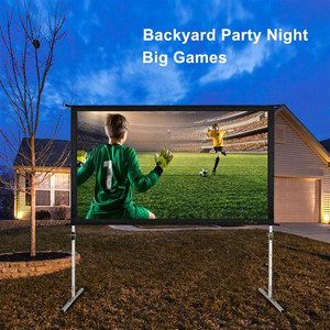 4K HD Outdoor Indoor Portable Projection Screen,Freestanding Portable Projector Screen Movie Screens 300"