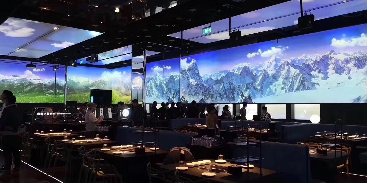 transparent large holographic projection for restaurant