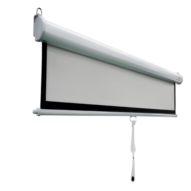 100'' Manual Wall Projection Screen Pull Down Projector Screen 16:9